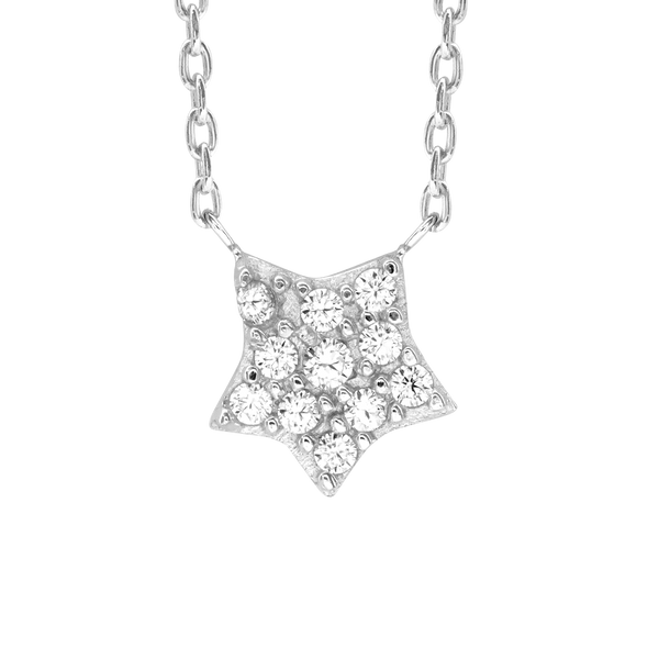 Glitter Star Necklace in Sterling Silver (7 x 8 mm)