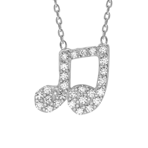 Music Note Necklace in Sterling Silver (11 x 9 mm)