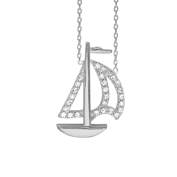 Sailboat Necklace in Sterling Silver (20 x 13 mm)