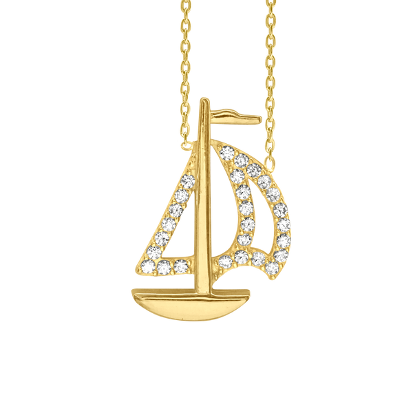 Sailboat Necklace in Sterling Silver (20 x 13 mm)