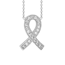 Load image into Gallery viewer, Awareness Ribbon Necklace in Sterling Silver (15 x 11 mm)
