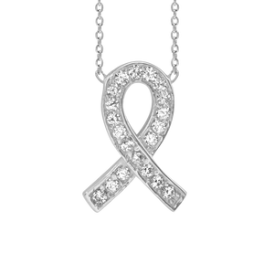 Awareness Ribbon Necklace in Sterling Silver (15 x 11 mm)