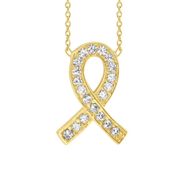Awareness Ribbon Necklace in Sterling Silver (15 x 11 mm)