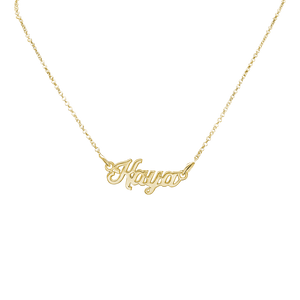 Classic Script Laser Cut Out Necklace in 10K Yellow Gold