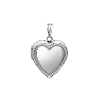 Embossed Heart Locket in Sterling Silver with Optional Engraving (15 mm - 19 mm)