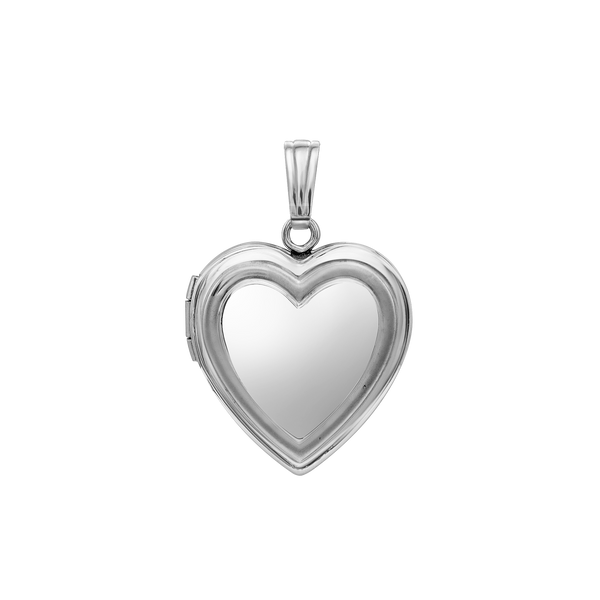 Embossed Heart Locket in Sterling Silver with Optional Engraving (15 mm - 19 mm)