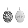 Antique Finish Embossed Oval Locket in Sterling Silver with Optional Engraving (37 x 30 mm)