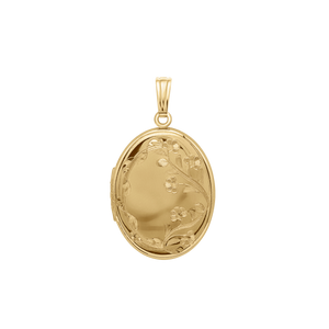 ITI NYC Hand Engraved Design Oval Locket in 14K Gold Filled with Optional Engraving (34 x 20 mm)