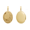 Hand Engraved Design Oval Locket in 14K Gold Filled with Optional Engraving (25 x 20 mm)