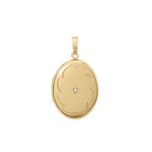Load image into Gallery viewer, ITI NYC Oval Locket with Diamonds and Filigree Etching in 14K Gold Filled with Optional Engraving (34 x 20 mm)
