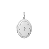 Hand Engraved Design Oval Locket with Diamonds in Sterling Silver with Optional Engraving (25 x 20 mm)