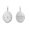 Hand Engraved Design Oval Locket with Diamonds in Sterling Silver with Optional Engraving (25 x 20 mm)