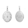 Hand Engraved Design Oval Locket with Diamonds in Sterling Silver with Optional Engraving (25 x 20 mm)