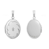 Hand Engraved Design Oval Locket with Diamonds in Sterling Silver with Optional Engraving (25 x 20 mm)