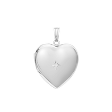 Load image into Gallery viewer, ITI NYC Heart Locket with Diamonds in Sterling Silver with Optional Engraving (34 x 26 mm)
