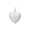 Heart Locket with Diamonds in Sterling Silver with Optional Engraving (26 mm)