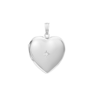 ITI NYC Heart Locket with Diamonds in Sterling Silver with Optional Engraving (34 x 26 mm)
