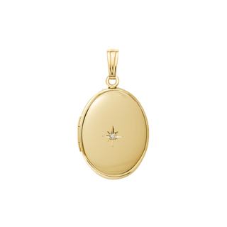 Oval Locket with Diamonds in 14K Gold Filled with Optional Engraving (21 x 16 mm - 29 x 23 mm)