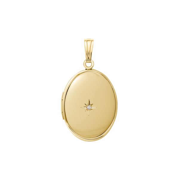 Oval Locket with Diamonds in 14K Gold Filled with Optional Engraving (21 x 16 mm - 29 x 23 mm)