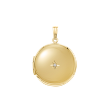 Load image into Gallery viewer, ITI NYC Round Locket with Diamonds in 14K Yellow Gold Optional Engraving (27 x 19 mm - 31 x 23 mm)
