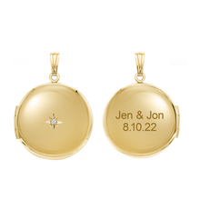 Load image into Gallery viewer, ITI NYC Round Locket with Diamonds in 14K Yellow Gold Optional Engraving (27 x 19 mm - 31 x 23 mm)
