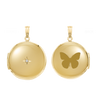 Round Locket with Diamonds in 14K Yellow Gold Optional Engraving (19 mm)