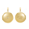 Round Locket with Diamonds in 14K Yellow Gold Optional Engraving (19 mm)