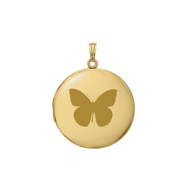 Plain Round Locket in 14K Gold Filled with Optional Engraving (13 mm - 32 mm)