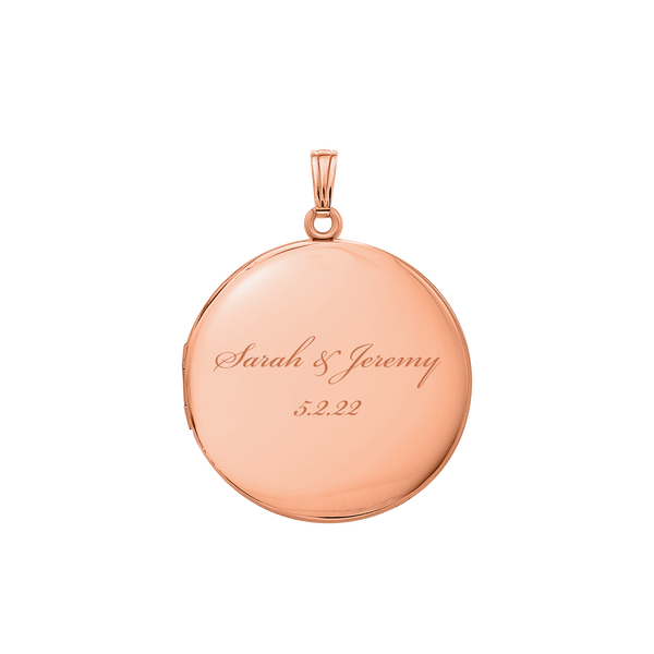 Plain Round Locket in Sterling Silver 18K Pink Gold Finish with Optional Engraving (13 mm - 32 mm)