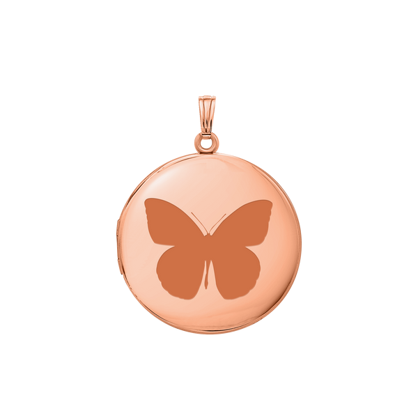 Plain Round Locket in Sterling Silver 18K Pink Gold Finish with Optional Engraving (13 mm - 32 mm)