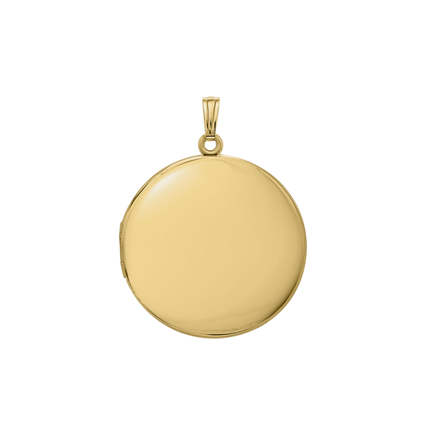 Plain Round Locket in Sterling Silver 18K Yellow Gold Finish with Optional Engraving (13 mm - 32 mm)