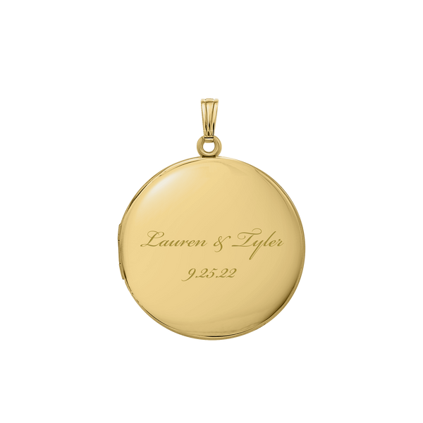 Plain Round Locket in Sterling Silver 18K Yellow Gold Finish with Optional Engraving (13 mm - 32 mm)