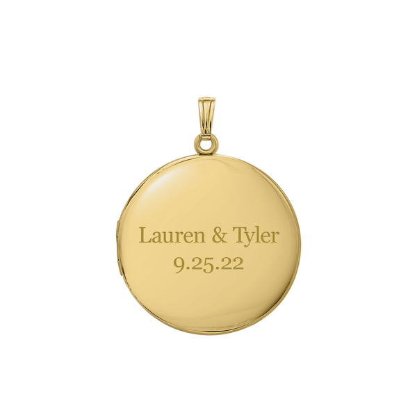 Plain Round Locket in Sterling Silver 18K Yellow Gold Finish with Optional Engraving (13 mm - 32 mm)