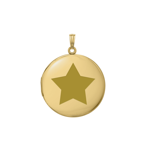 Plain Round Locket in Sterling Silver 18K Yellow Gold Finish with Optional Engraving (13 mm - 32 mm)
