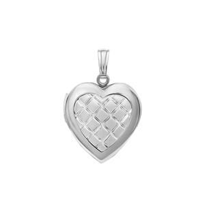 ITI NYC Embossed Engraved Design Heart Locket in Sterling Silver with Optional Engraving (29 x 19 mm)