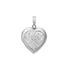 ITI NYC Embossed Engraved Design Heart Locket in Sterling Silver with Optional Engraving (29 x 19 mm)