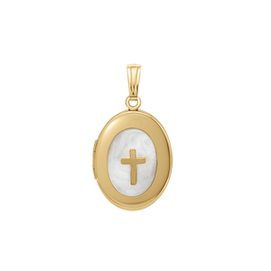 ITI NYC Mother of Pearl Oval Locket in 14K Gold Filled with Optional Engraving (30 x 16 mm)