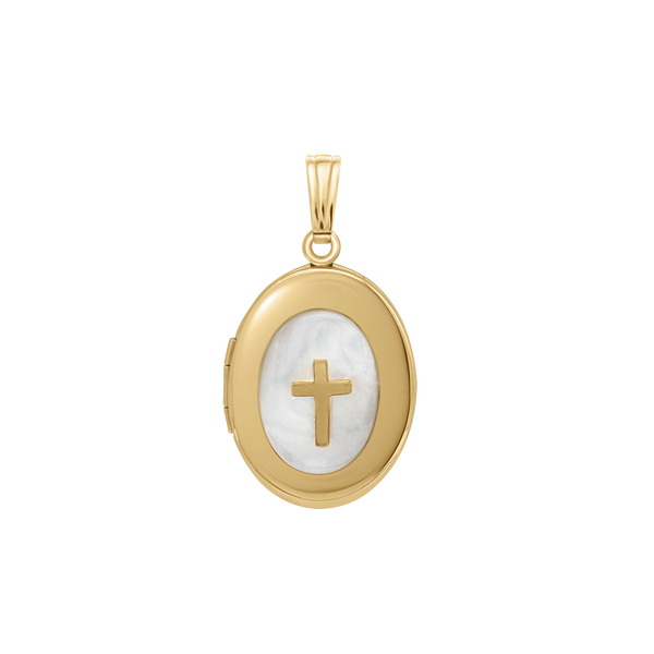 Mother of Pearl Oval Locket in 14K Gold Filled with Optional Engraving (21 x 16 mm)