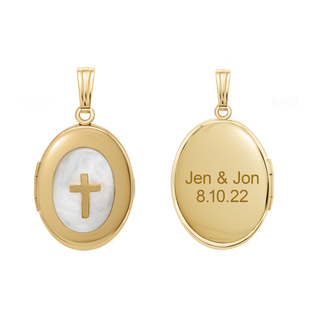 ITI NYC Mother of Pearl Oval Locket in 14K Gold Filled with Optional Engraving (30 x 16 mm)