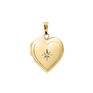 Heart Locket with Diamonds in 14K Gold Filled with Optional Engraving (15 mm)