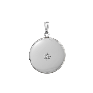 Round Locket with Diamonds in Sterling Silver with Optional Engraving (23 mm)