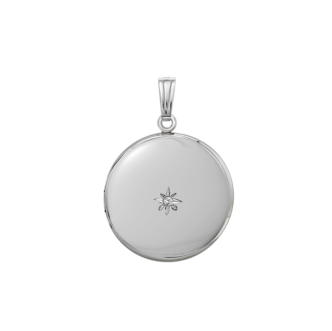 ITI NYC Round Locket with Diamonds in Sterling Silver with Optional Engraving (32 x 23 mm)