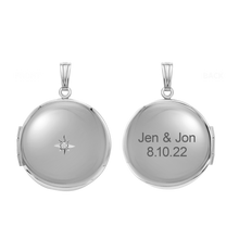 Load image into Gallery viewer, ITI NYC Round Locket with Diamonds in Sterling Silver with Optional Engraving (32 x 23 mm)
