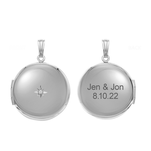 ITI NYC Round Locket with Diamonds in Sterling Silver with Optional Engraving (32 x 23 mm)