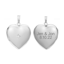 Load image into Gallery viewer, ITI NYC Heart Locket with Diamonds in Sterling Silver with Optional Engraving (34 x 26 mm)
