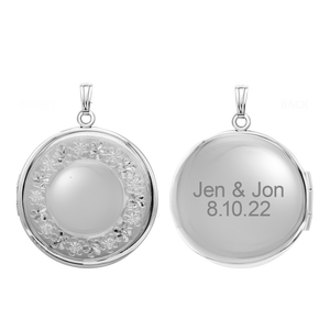 ITI NYC Hand Engraved Design Round Locket in Sterling Silver with Optional Engraving (41 x 32 mm)