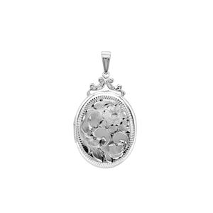 ITI NYC Hand Engraved Design Oval Locket in Sterling Silver with Optional Engraving (35 x 24 mm)