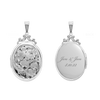 Hand Engraved Design Oval Locket in Sterling Silver  with Optional Engraving (29 x 23 mm)