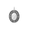Antique Finish Embossed Oval Locket in Sterling Silver with Optional Engraving (48 x 39 mm)