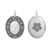 Antique Finish Embossed Oval Locket in Sterling Silver with Optional Engraving (48 x 39 mm)